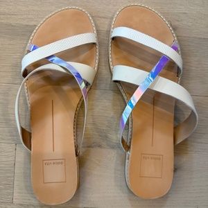 Dolce Vita Nebi Sandals in White Iridescent Faux Leather
